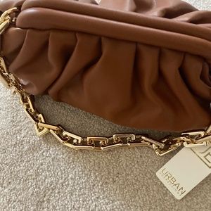 Brown bag with gold chain